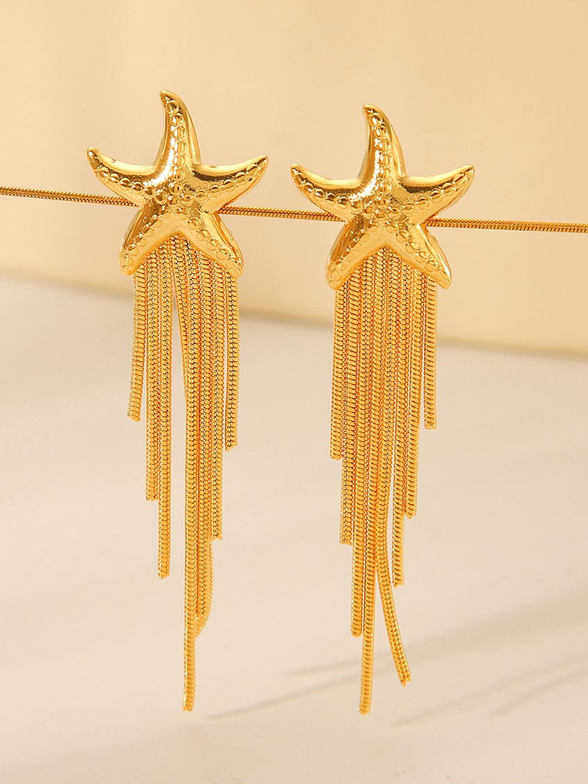 Boucles d'oreilles élégantes à pampilles en forme d'étoile de mer