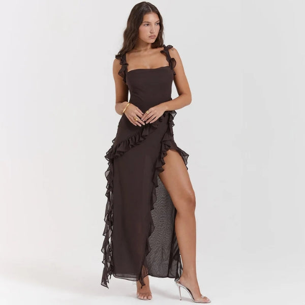 The Marbella Evening Ruffle Maxi Dress