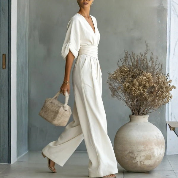 The Capri Wide-Leg Linen Jumpsuit