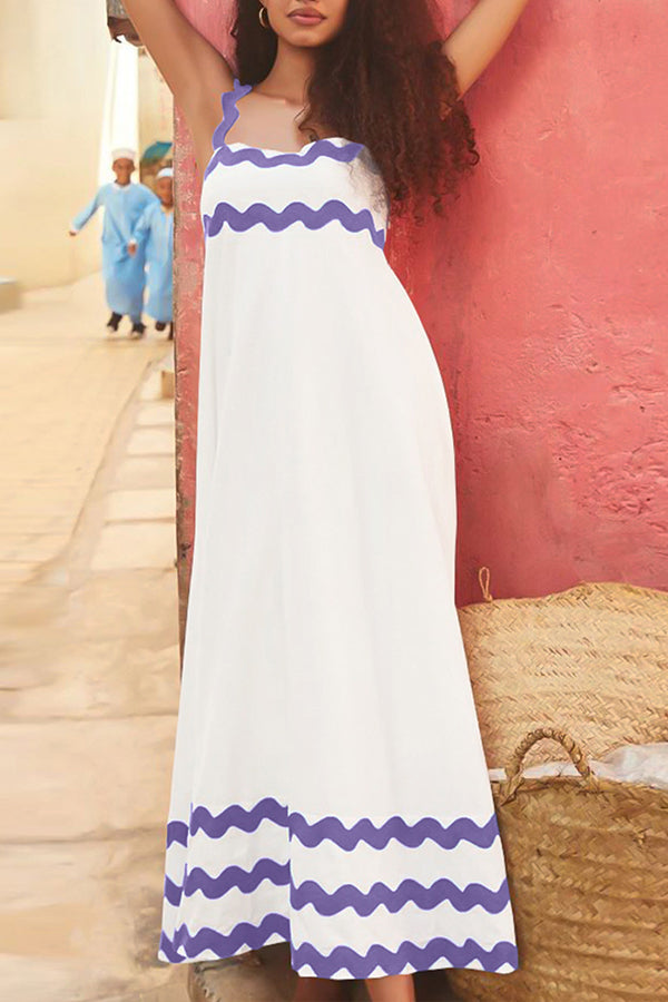 Slim vacation skirt, high-end suspender dress Blue