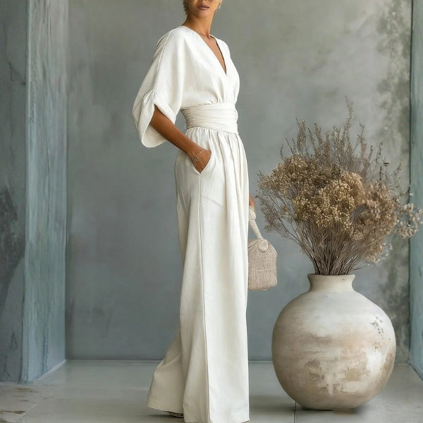 The Capri Wide-Leg Linen Jumpsuit