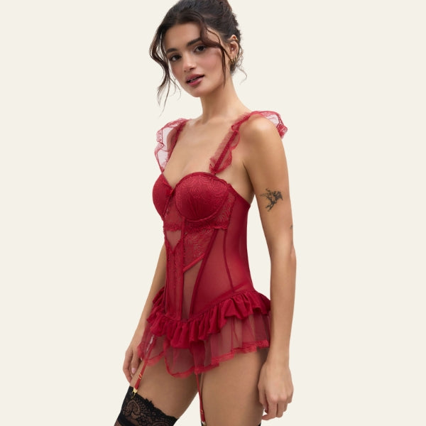 The Verona Ruffle Thong Set