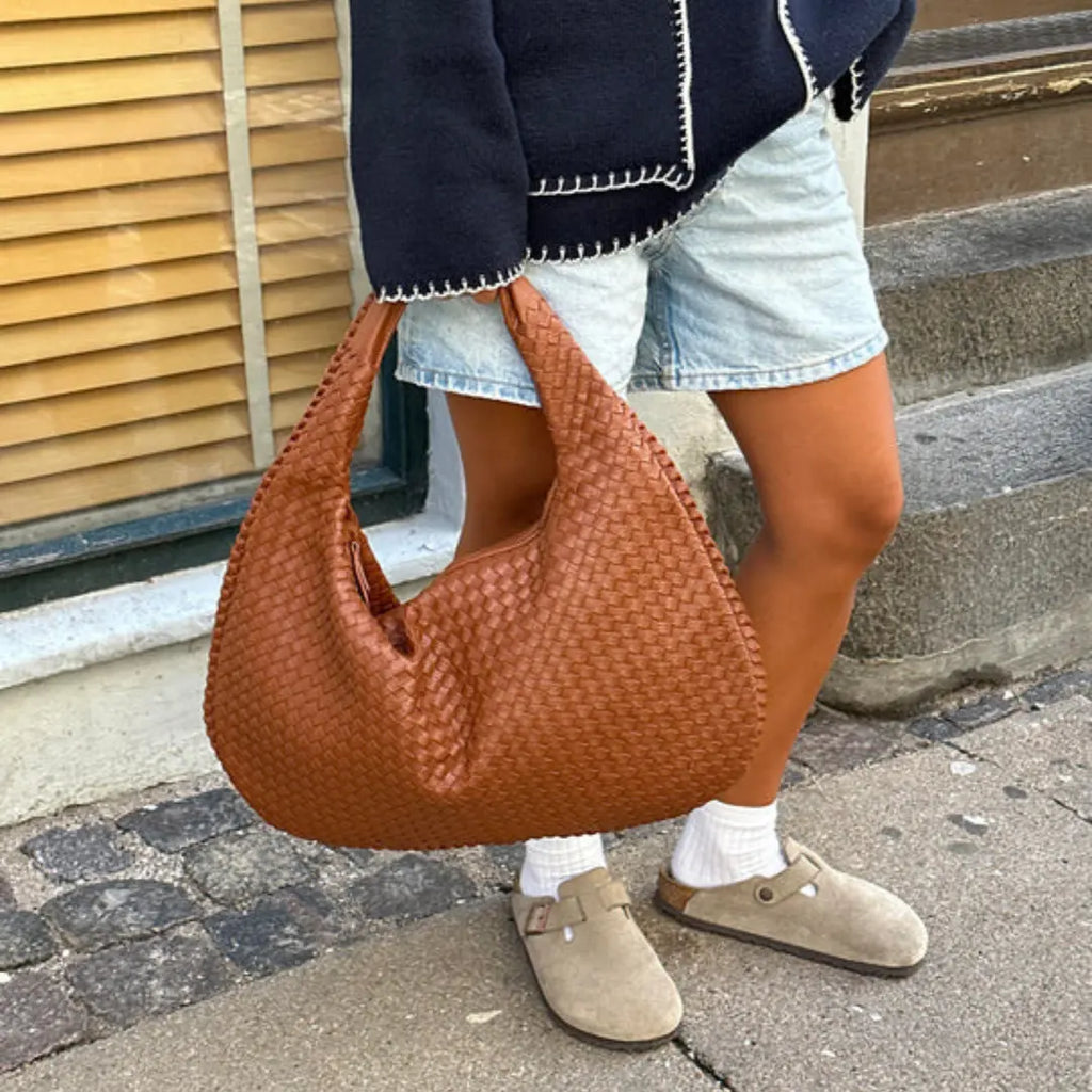 The Bordeaux Woven Leather Hobo Bag