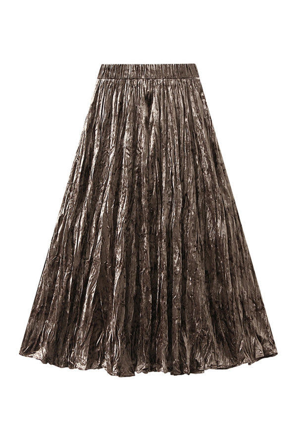 High-waisted A-line versatile mid-length slimming pleated skirt Khaki one size