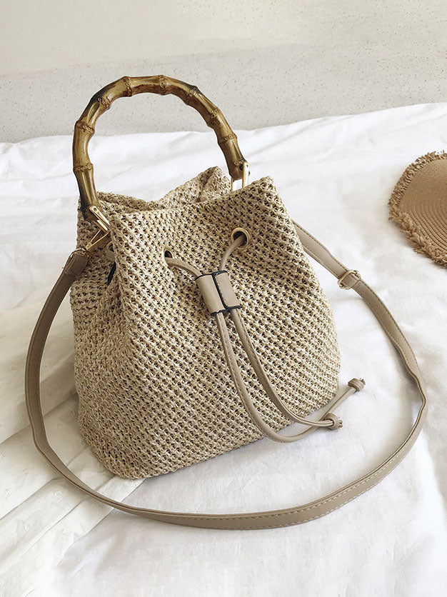 Sac messager d'été en bambou, sac seau