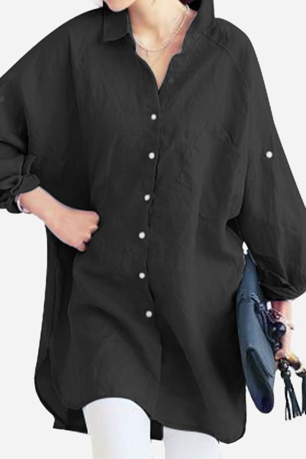 Oversized Linen Shirt Black