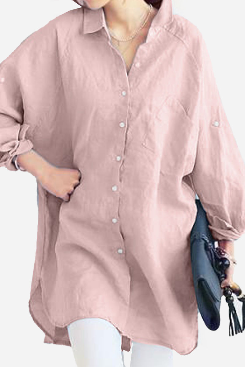 Oversized Linen Shirt Light Pink