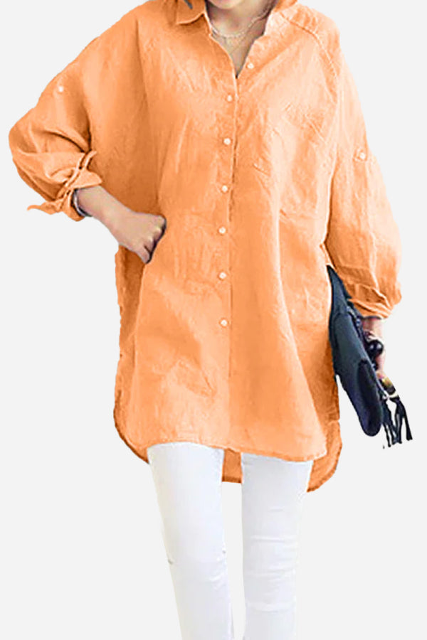 Oversized Linen Shirt Peach Fuzz