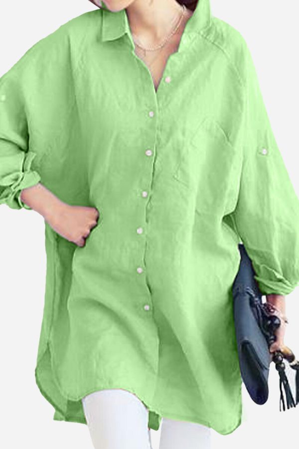 Oversized Linen Shirt Green