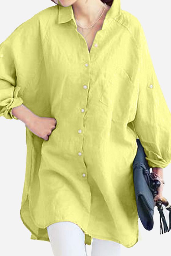 Oversized Linen Shirt Yellow