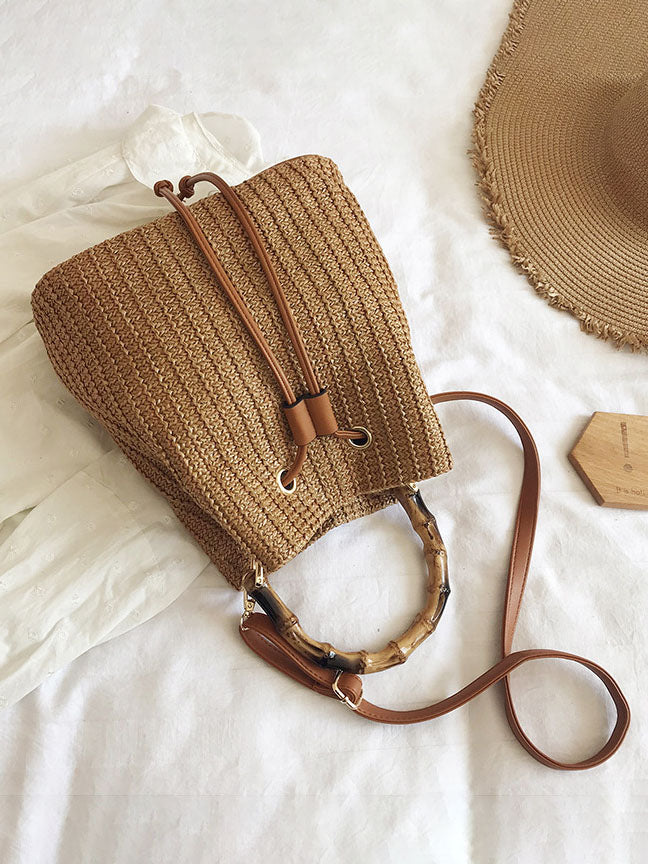 Sac messager d'été en bambou, sac seau