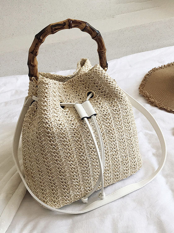 Sac messager d'été en bambou, sac seau