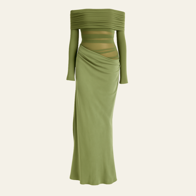 The Vienna Off-Shoulder Draped Evening Dress