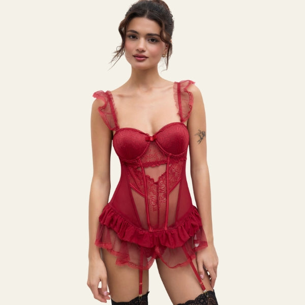 The Verona Ruffle Thong Set