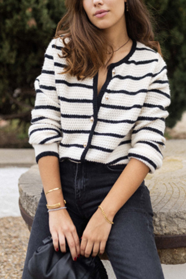 MINERVA striped crew neck jacket Navy blue