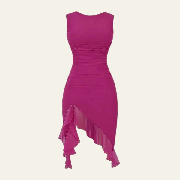 The Mykonos Ruffle-Hem Mesh Dress