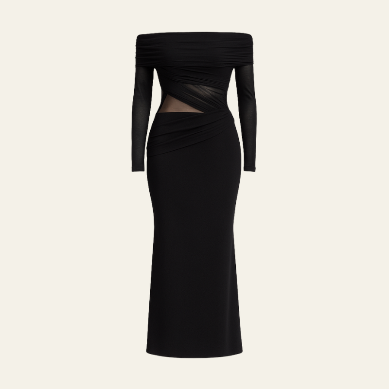 The Vienna Off-Shoulder Draped Evening Dress