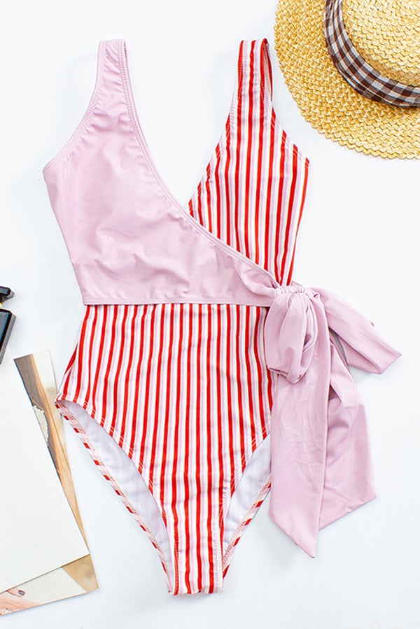 Colorful and Cute Lemon Print Bikini Swimsuit Pink