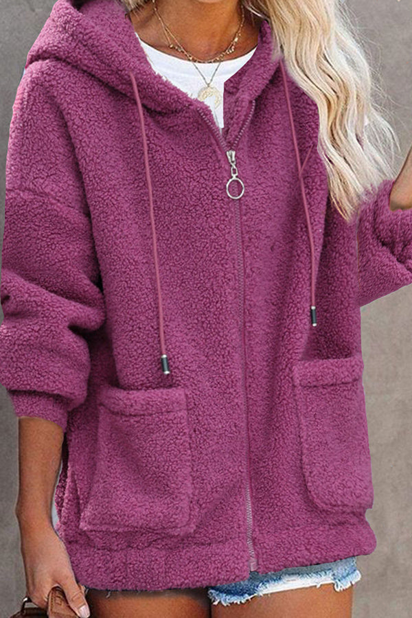 Cardigan Buttonless Print Loose Top Overcoat Pink