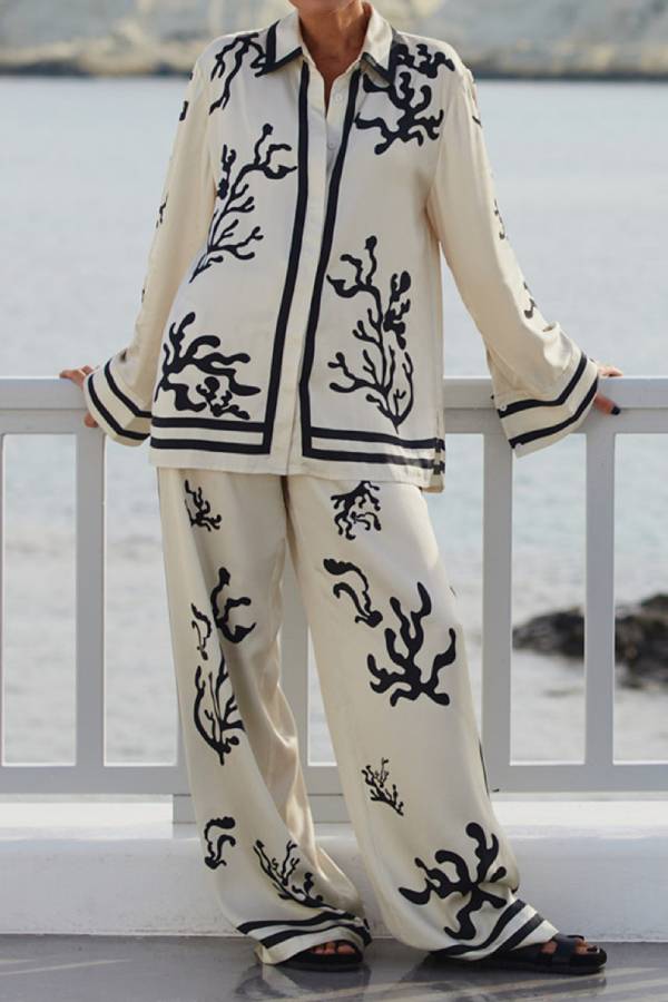 Black Coral Leisure Two-piece Set White
