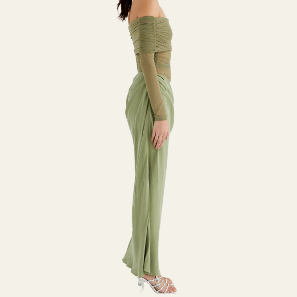 The Geneva Off-Shoulder Draped Evening Maxi Dress