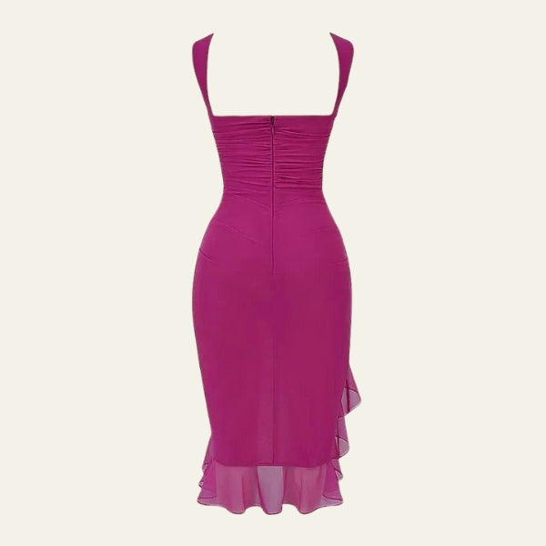 The Mykonos Ruffle-Hem Mesh Dress