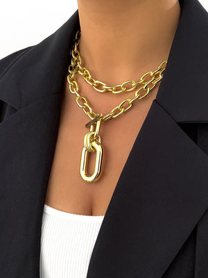 Collier élégant à chaîne géométrique multicouche pour clavicule