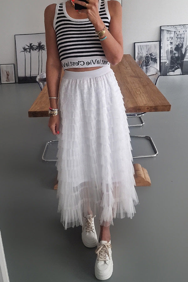 Midi Rock Fifth Avenue Lace Skirt White