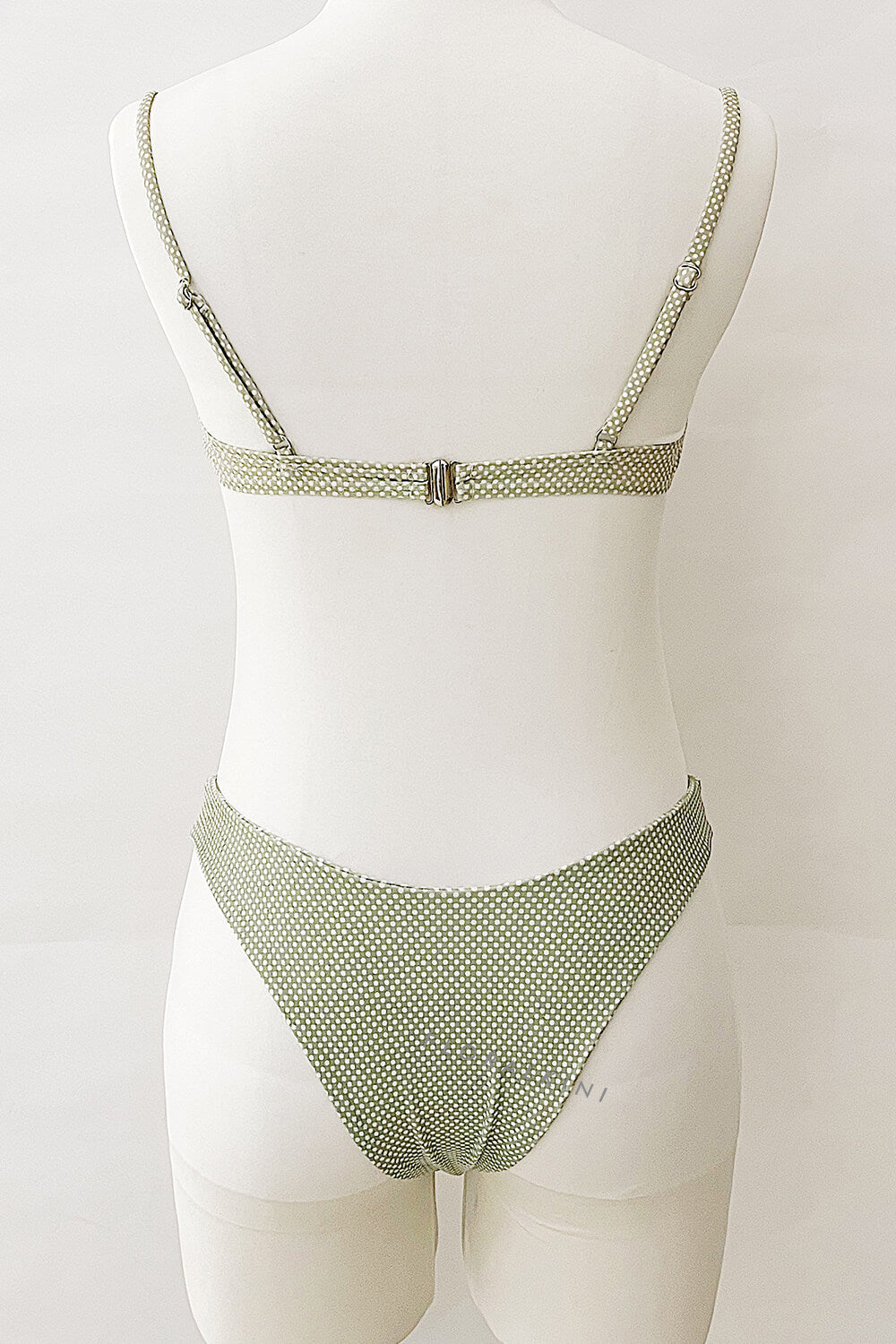 Green Polka Dot High Cut Bikini Bottom