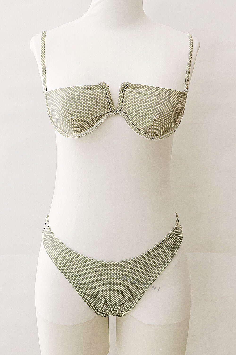 Green Polka Dot High Cut Bikini Bottom