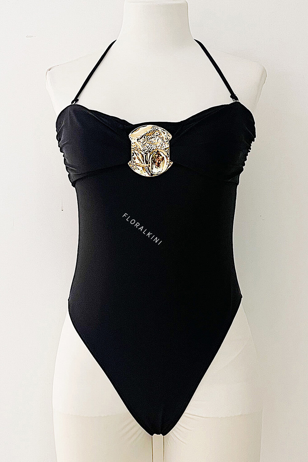 Strapless One Piece Swimsuit With Metal Gold Details