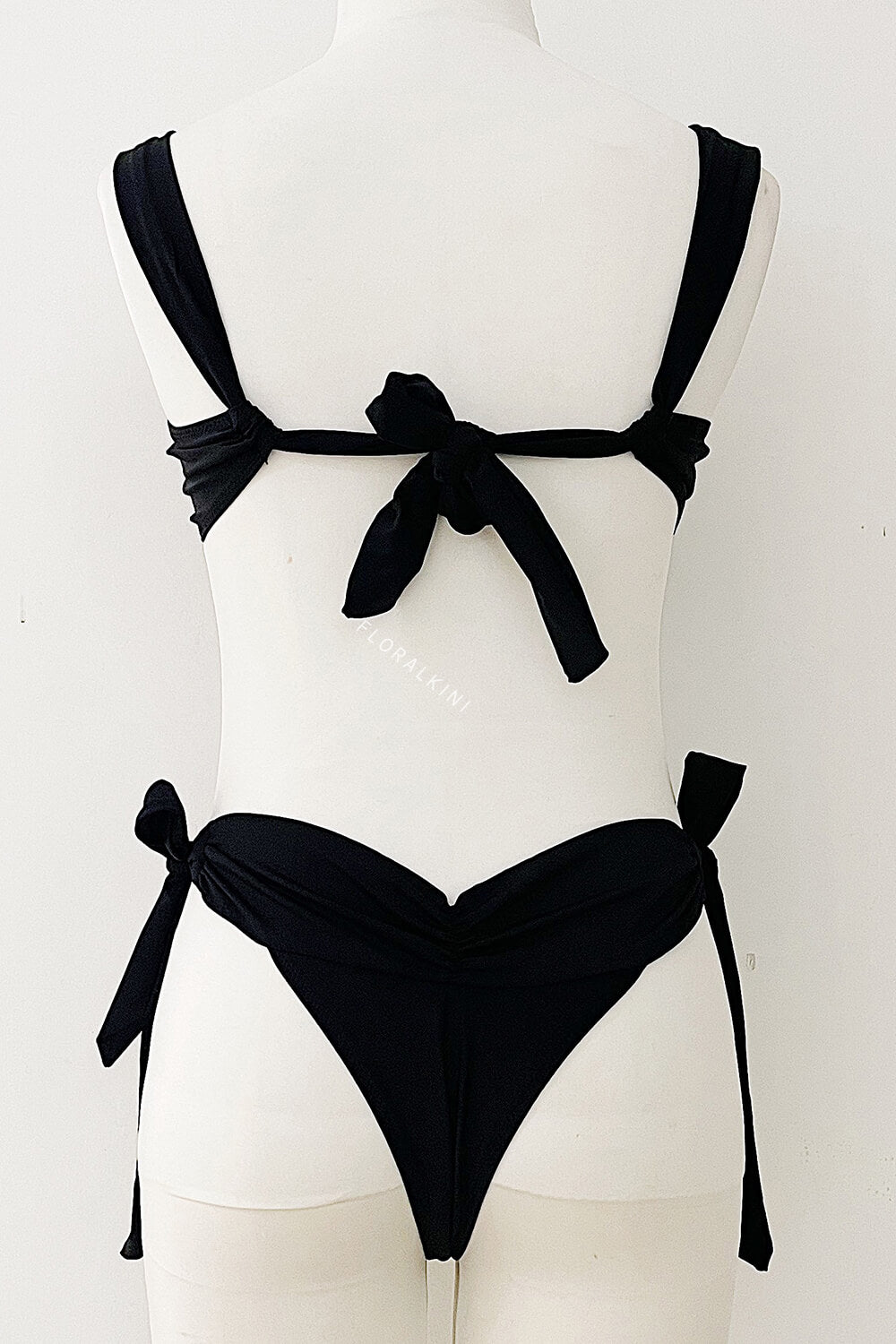 Black O-Ring Front Tie Side Bikini Set