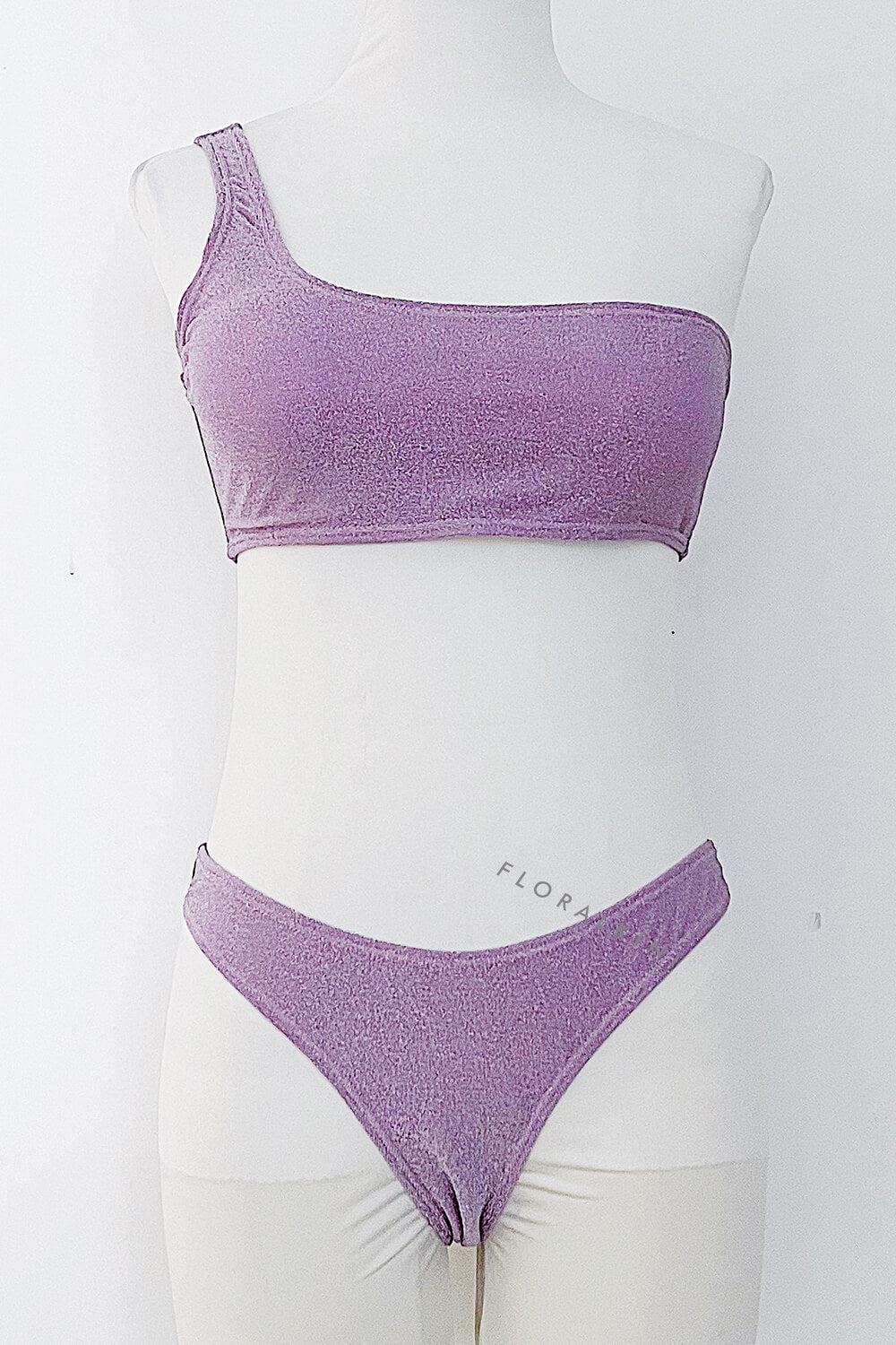 Shimmer Lurex One Shoulder High-Cut Bikini Set