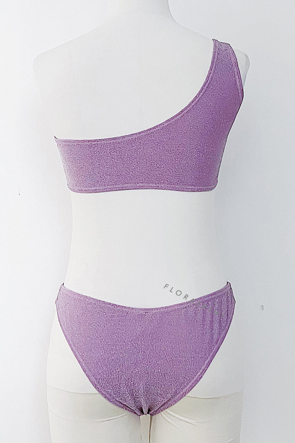 Shimmer Lurex One Shoulder High-Cut Bikini Set