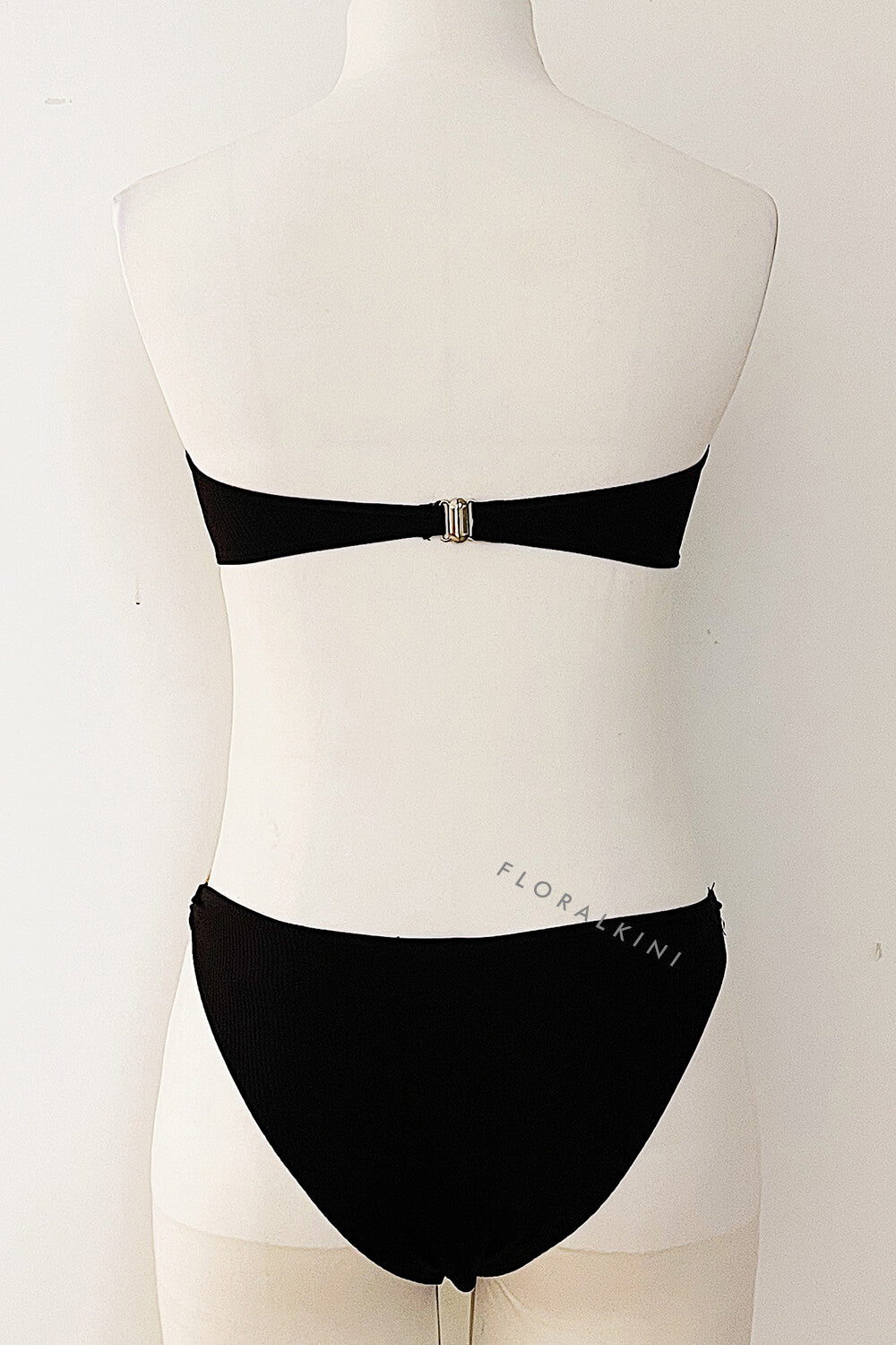 Ribbed Bandeau High Leg Bikini Set With O-Ring Detail