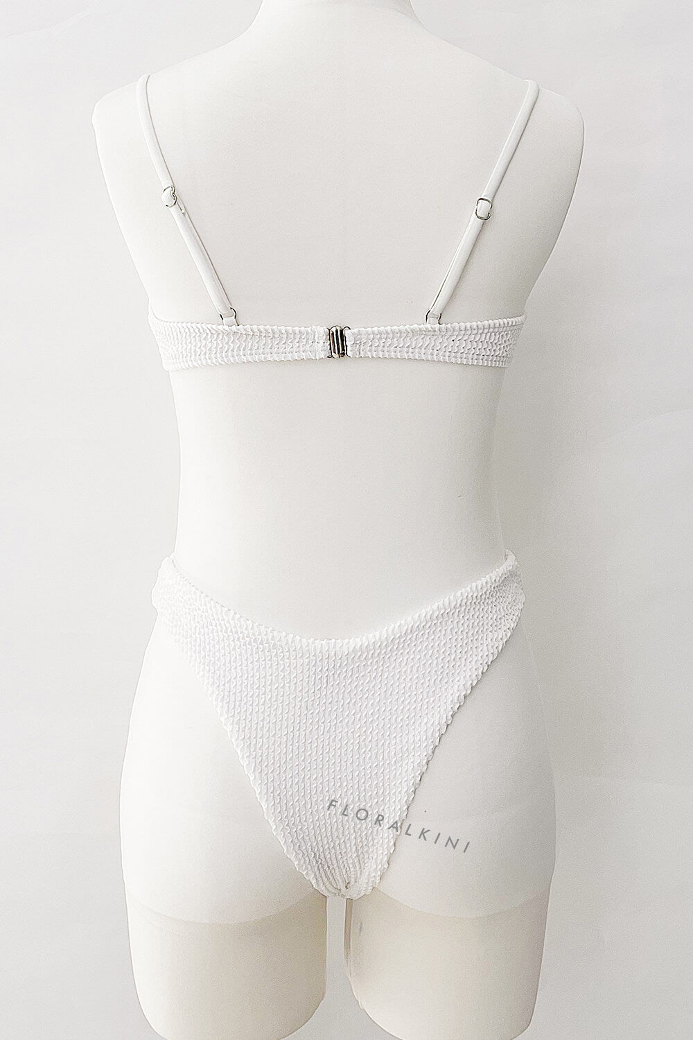 White Crinkle Underwire Bralette Bikini Top