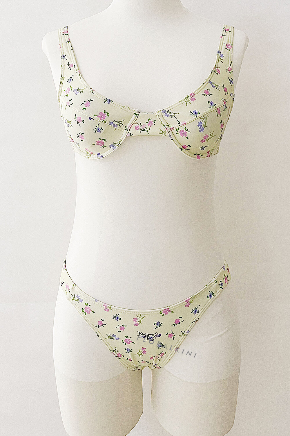 Lemon Floral Print Balconette Underwire Bikini Top