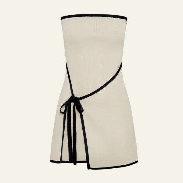 The Capri Contrast-Trim Strapless Mini Dress