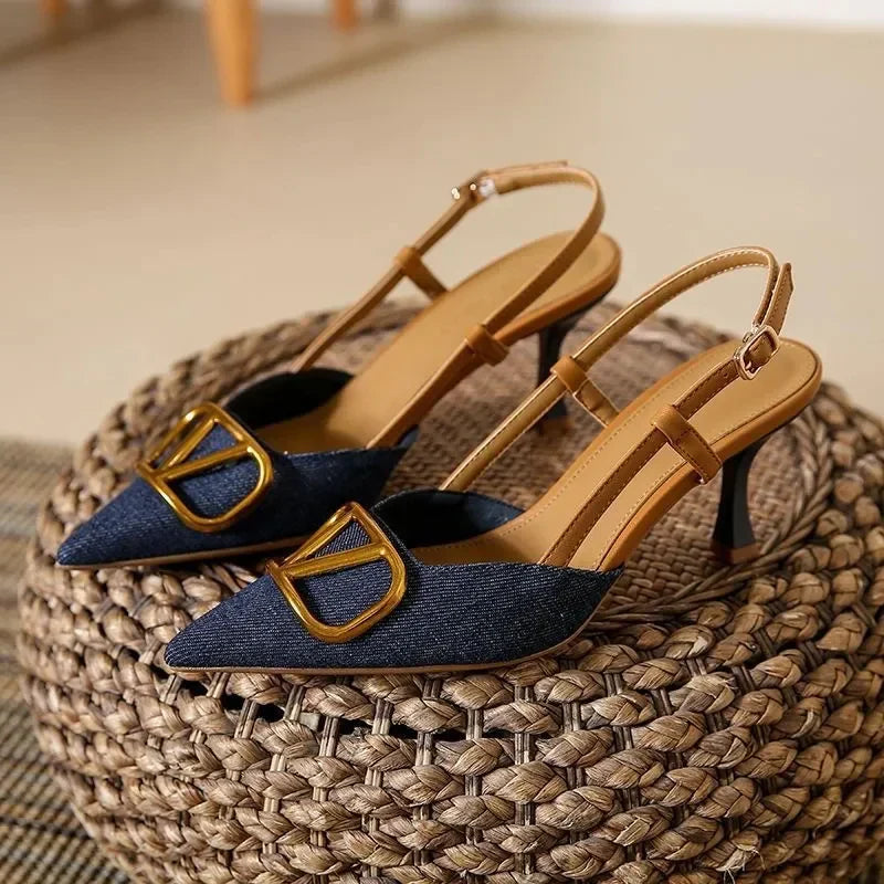 The Riviera Buckle Slingback Heels