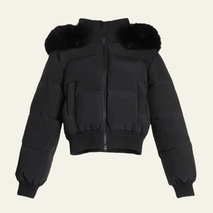 The Alpine Faux-Fur Hooded Puffer Jacket Black