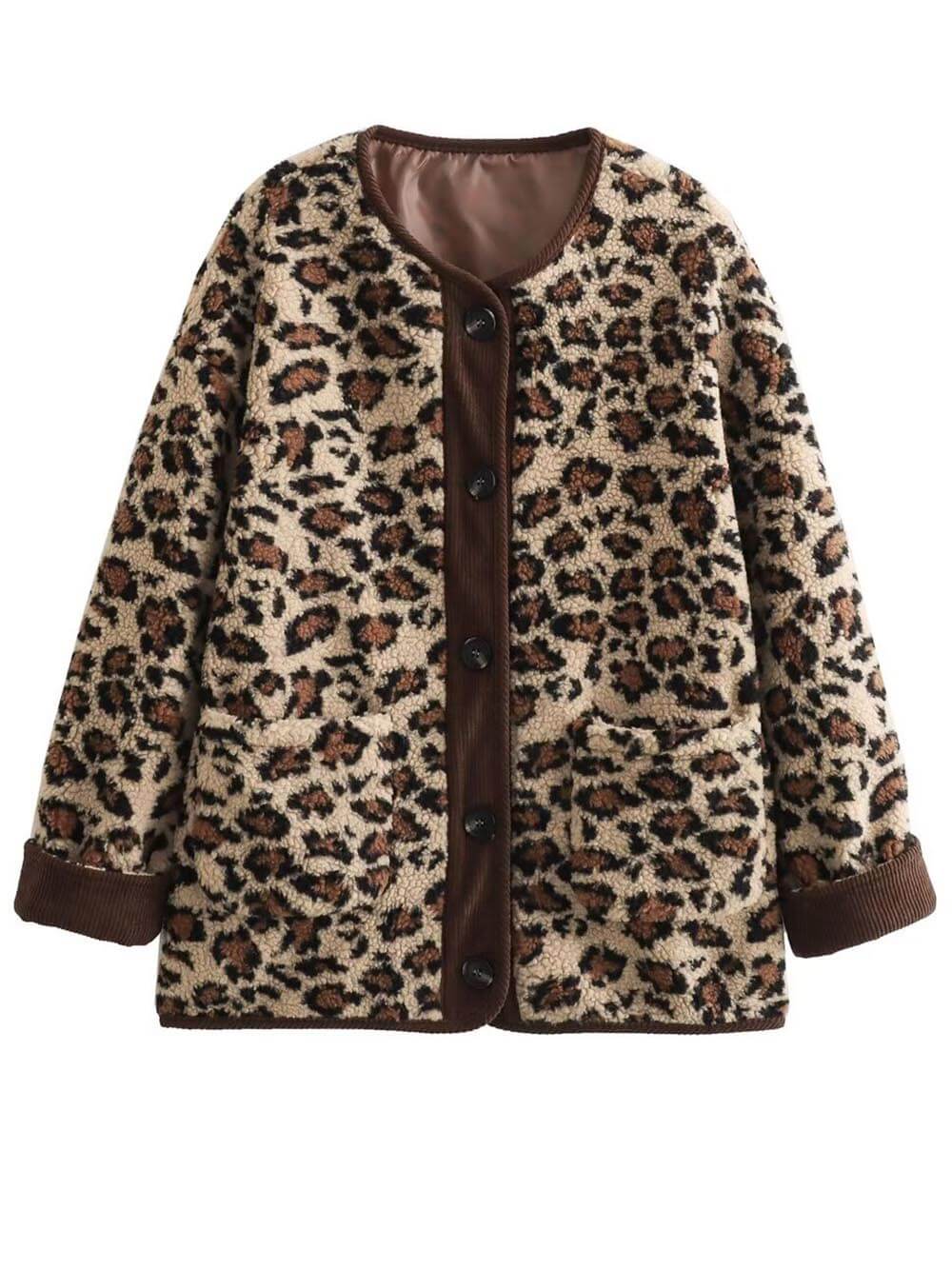 Lässige, lockere Langarmjacke mit Leopardenmuster