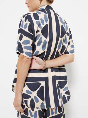 Sommerurlaubsstil Einzigartiger Ethno-Print Lockere Oversize-Bluse