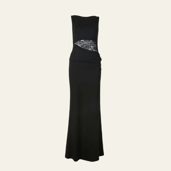 The Kathy Black Draped Maxi Dress