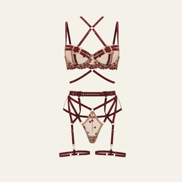 The Bordeaux Amour Strapped Lingerie Set