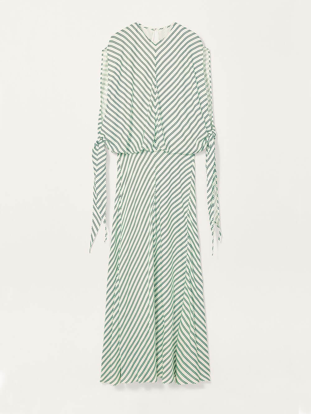 Elegantes Maxikleid mit Streifenmuster und Bindemanschetten