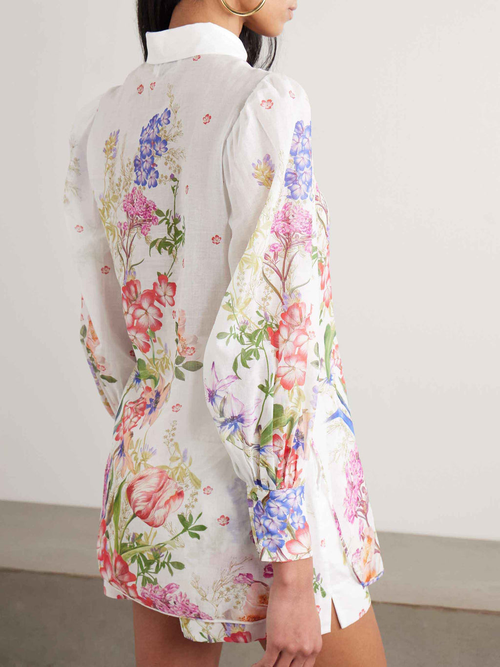 Ensemble deux pièces chemise à manches longues à imprimé floral