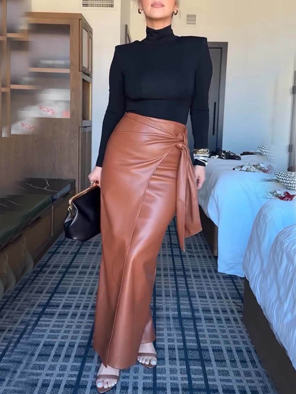 Casual Chic Turtleneck Long Sleeve Stretch Slim Top