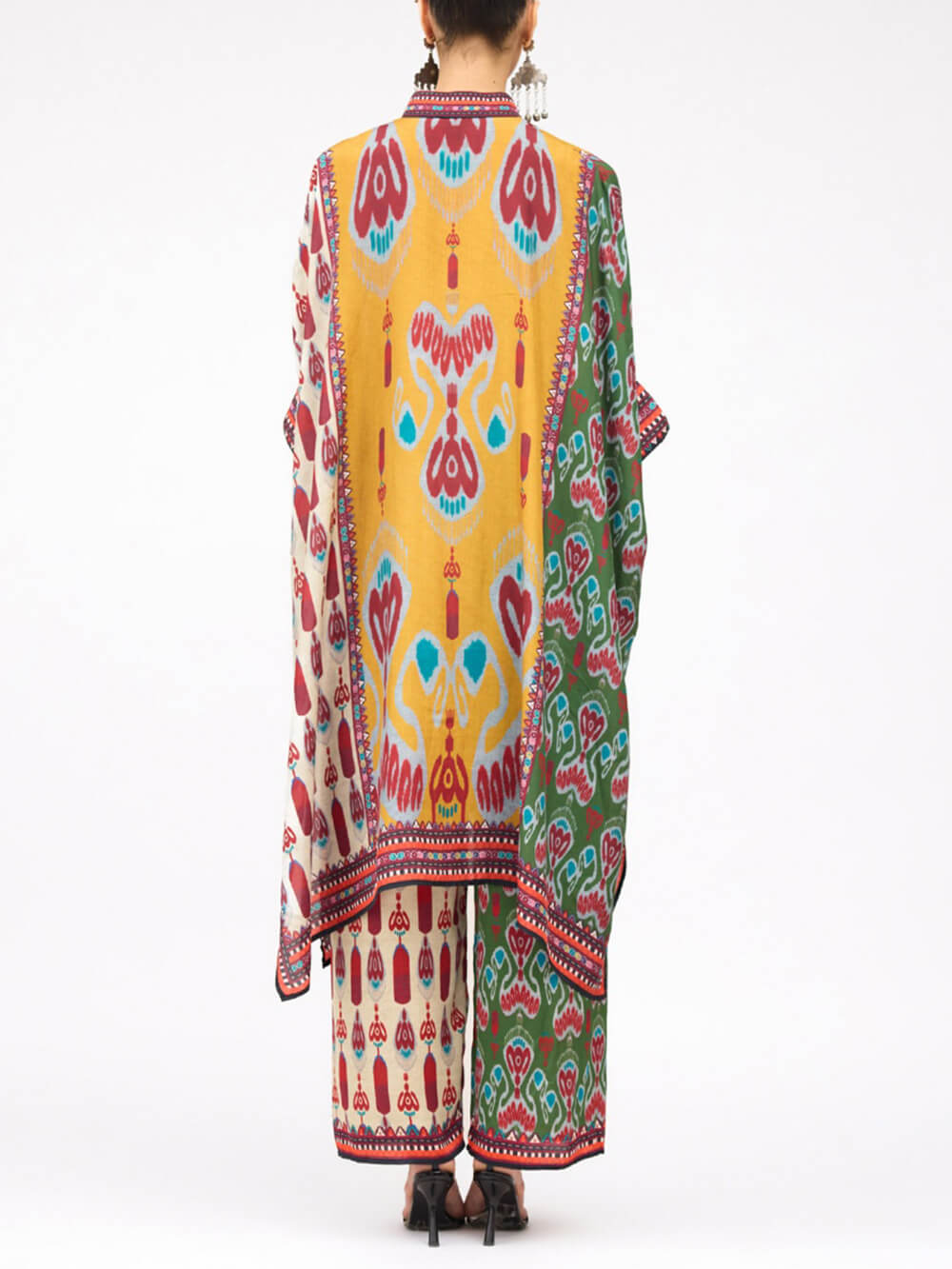 Lässige Retro-Patchwork-Hose mit Blumendruck und geradem Bein