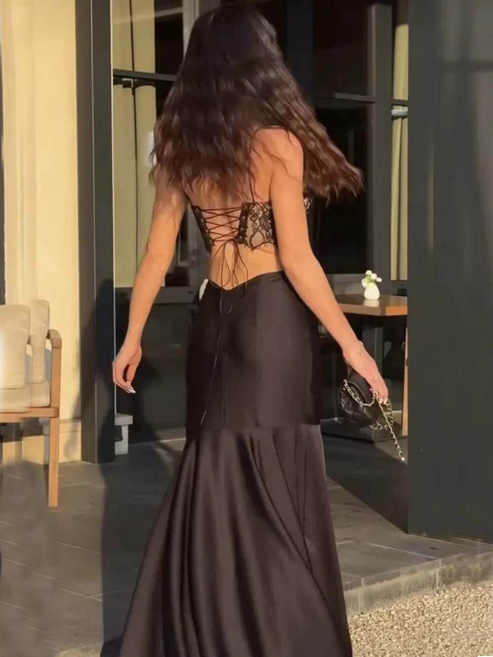 Exquisites Abendkleid im Meerjungfrau-Stil mit Spitzenausschnitt