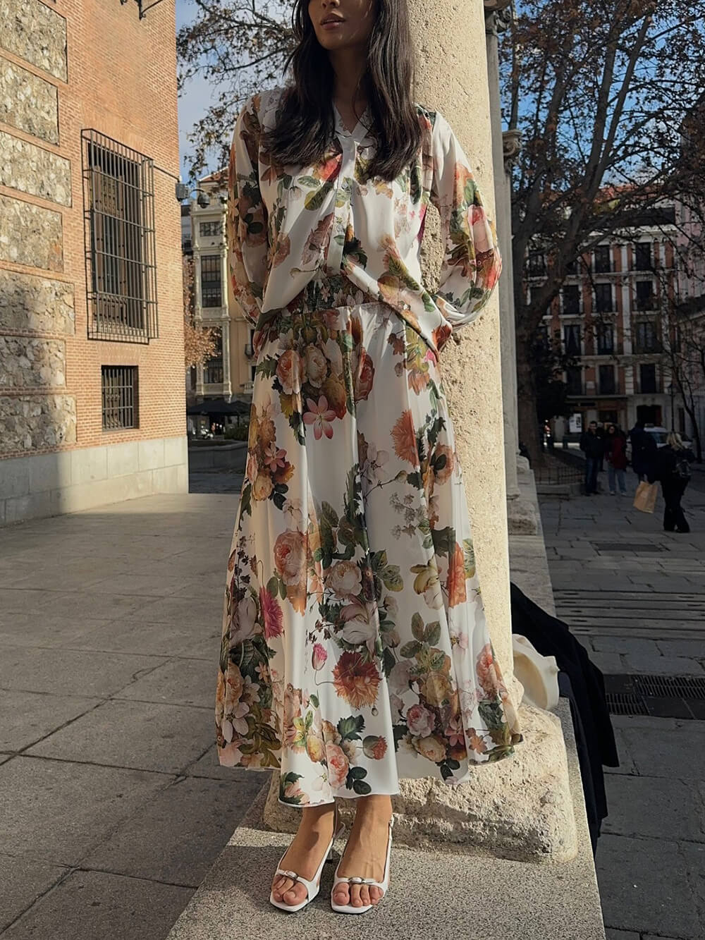 Jupe ample à taille élastique et imprimé floral élégant